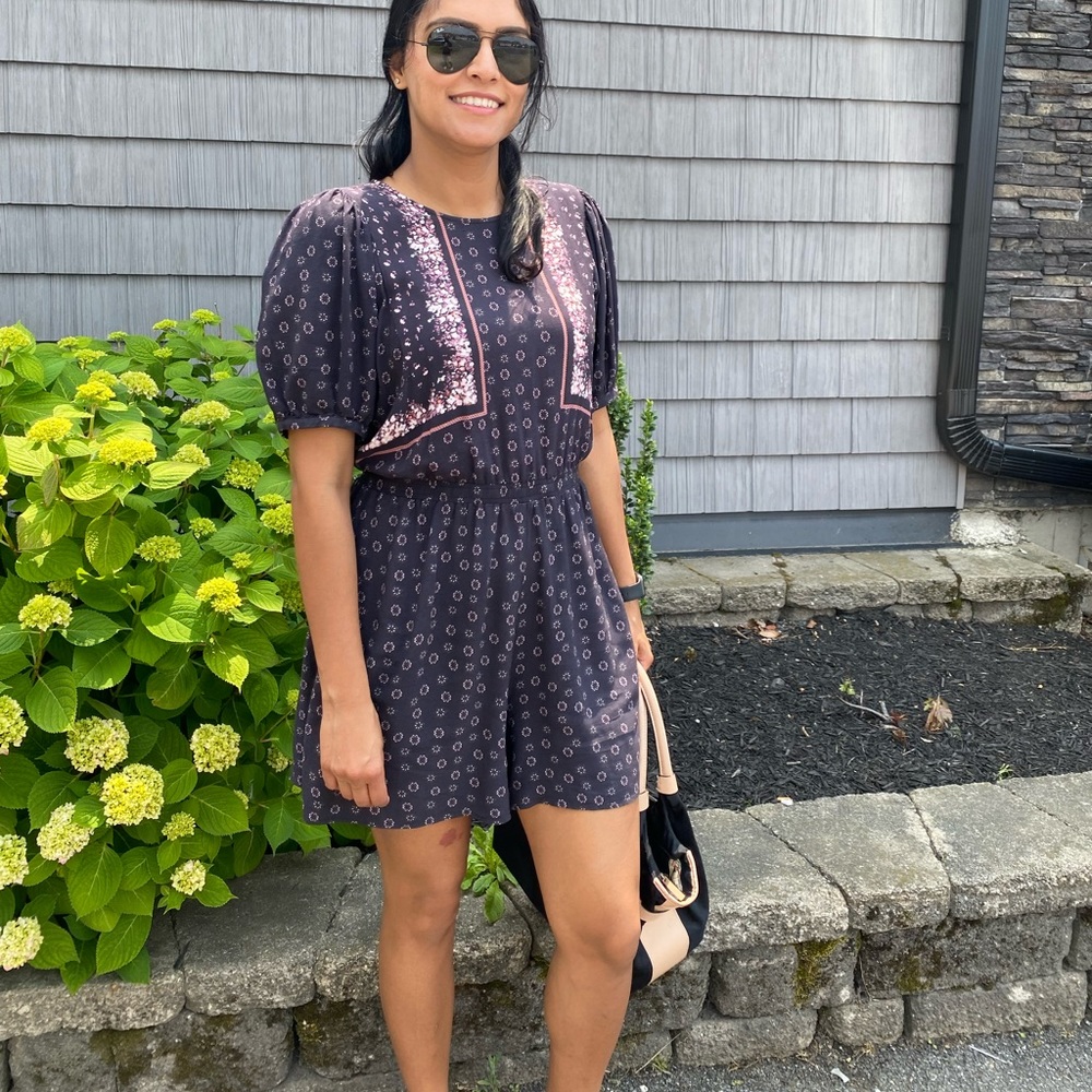 Anthropologie Romper - Floral Black/Purple